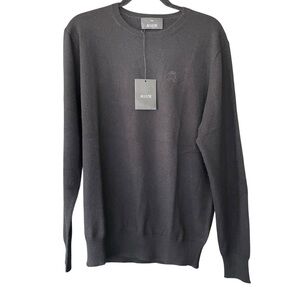 Allude NWT Cashmere Crewneck Ribbed Black Sweater Men's Unisex Size Large